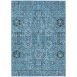 3' X 5' Sky Blue And Gray Oriental Washable Indoor Outdoor Area Rug