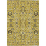 5' X 8' Gold Wheat And Gray Oriental Washable Indoor Outdoor Area Rug