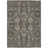 5' X 8' Gray Silver And Beige Oriental Washable Indoor Outdoor Area Rug