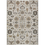 5' X 8' Ivory Beige And Taupe Oriental Washable Indoor Outdoor Area Rug