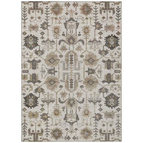 8' X 10' Ivory Beige And Taupe Oriental Washable Indoor Outdoor Area Rug