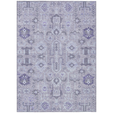 3' X 5' Lavender Purple And Gray Oriental Washable Indoor Outdoor Area Rug