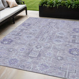 8' X 10' Lavender Purple And Gray Oriental Washable Indoor Outdoor Area Rug