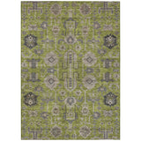 3' X 5' Olive Green Gray And Charcoal Oriental Washable Indoor Outdoor Area Rug