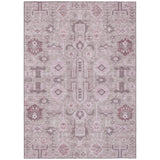 5' X 8' Pink Mauve And Blush Oriental Washable Indoor Outdoor Area Rug