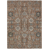 5' X 8' Brown Gray And Charcoal Oriental Washable Indoor Outdoor Area Rug
