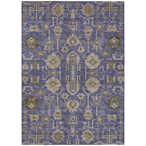 8' X 10' Purple Beige And Taupe Oriental Washable Indoor Outdoor Area Rug
