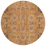 8' Terra Cotta Beige And Gray Round Oriental Washable Indoor Outdoor Area Rug