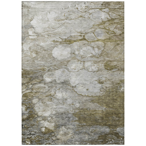 8' X 10' Brown Taupe And Ivory Abstract Washable Indoor Outdoor Area Rug