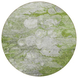 8' Olive Green And Gray Round Abstract Washable Indoor Outdoor Area Rug