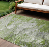 8' X 10' Olive Green And Gray Abstract Washable Indoor Outdoor Area Rug