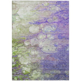 5' X 8' Purple Lilac And Artichoke Green Abstract Washable Indoor Outdoor Area Rug