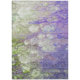 8' X 10' Purple Lilac And Artichoke Green Abstract Washable Indoor Outdoor Area Rug