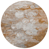 8' Terra Cotta Gray And Silver Round Abstract Washable Indoor Outdoor Area Rug
