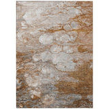 8' X 10' Terra Cotta Gray And Silver Abstract Washable Indoor Outdoor Area Rug