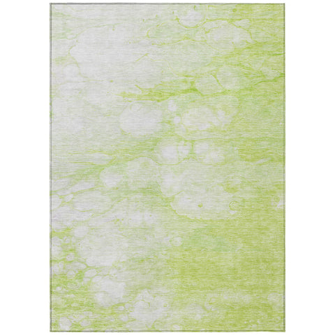 3' X 5' Artichoke Green And Ivory Abstract Washable Indoor Outdoor Area Rug