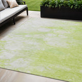 5' X 8' Artichoke Green And Ivory Abstract Washable Indoor Outdoor Area Rug