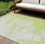 8' X 10' Artichoke Green And Ivory Abstract Washable Indoor Outdoor Area Rug