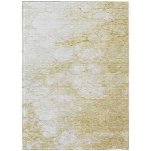 5' X 8' Beige Taupe And Artichoke Green Abstract Washable Indoor Outdoor Area Rug