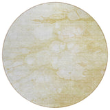 8' Beige Taupe And Artichoke Green Round Abstract Washable Indoor Outdoor Area Rug
