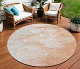 8' Copper Beige And Silver Round Abstract Washable Indoor Outdoor Area Rug