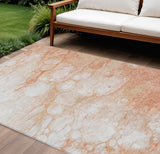 8' X 10' Copper Beige And Silver Abstract Washable Indoor Outdoor Area Rug
