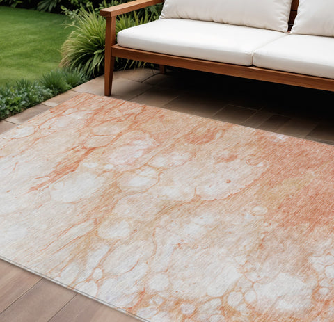 8' X 10' Copper Beige And Silver Abstract Washable Indoor Outdoor Area Rug