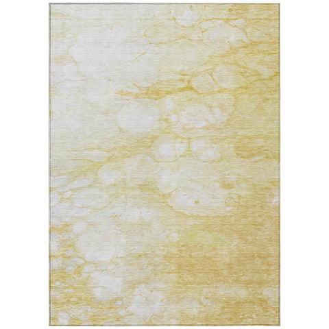 3' X 5' Gold Beige And Ivory Abstract Washable Indoor Outdoor Area Rug