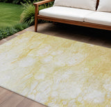 8' X 10' Gold Beige And Ivory Abstract Washable Indoor Outdoor Area Rug
