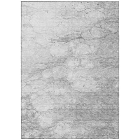 3' X 5' Silver Gray And Ivory Abstract Washable Indoor Outdoor Area Rug