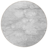 8' Silver Gray And Ivory Round Abstract Washable Indoor Outdoor Area Rug