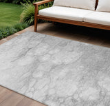 8' X 10' Silver Gray And Ivory Abstract Washable Indoor Outdoor Area Rug