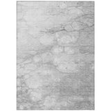 8' X 10' Silver Gray And Ivory Abstract Washable Indoor Outdoor Area Rug