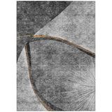 3' X 5' Gray Chocolate And Silver Abstract Washable Indoor Outdoor Area Rug