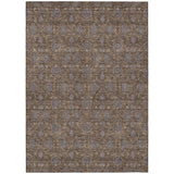 3' X 5' Chocolate And Gray Floral Washable Indoor Outdoor Area Rug