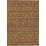 8' X 10' Copper Beige And Taupe Floral Washable Indoor Outdoor Area Rug