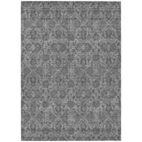 3' X 5' Gray Silver And Charcoal Floral Washable Indoor Outdoor Area Rug