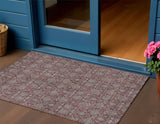 3' X 5' Merlot Gray And Taupe Floral Washable Indoor Outdoor Area Rug