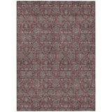 5' X 8' Merlot Gray And Taupe Floral Washable Indoor Outdoor Area Rug