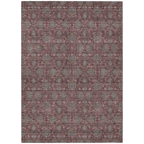 8' X 10' Merlot Gray And Taupe Floral Washable Indoor Outdoor Area Rug