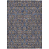 3' X 5' Navy Blue Beige And Taupe Floral Washable Indoor Outdoor Area Rug
