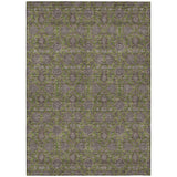 8' X 10' Olive Green Beige And Taupe Floral Washable Indoor Outdoor Area Rug