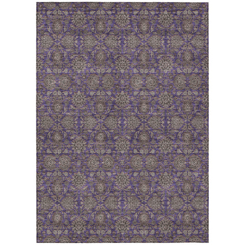3' X 5' Purple Beige And Taupe Floral Washable Indoor Outdoor Area Rug