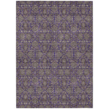 5' X 8' Purple Beige And Taupe Floral Washable Indoor Outdoor Area Rug