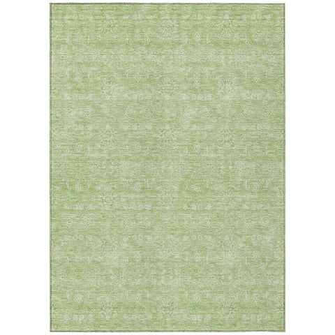 3' X 5' Artichoke Green Mint Green And Ivory Floral Washable Indoor Outdoor Area Rug