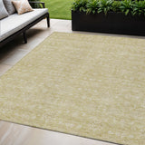 5' X 8' Beige Tan And Ivory Floral Washable Indoor Outdoor Area Rug