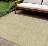 8' X 10' Beige Tan And Ivory Floral Washable Indoor Outdoor Area Rug