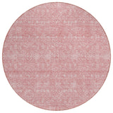 8' Blush Pink And Ivory Round Floral Washable Indoor Outdoor Area Rug