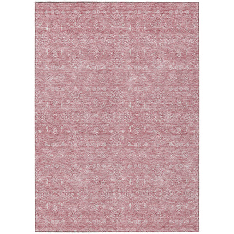 8' X 10' Blush Pink And Ivory Floral Washable Indoor Outdoor Area Rug