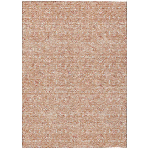 3' X 5' Copper And Beige Floral Washable Indoor Outdoor Area Rug